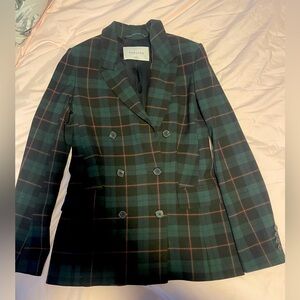 EUC Babaton Green Plaid Double-Breasted Blazer